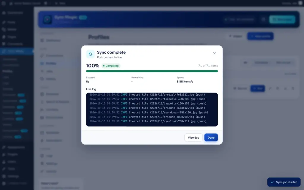Sync Magic screenshot: Live progress